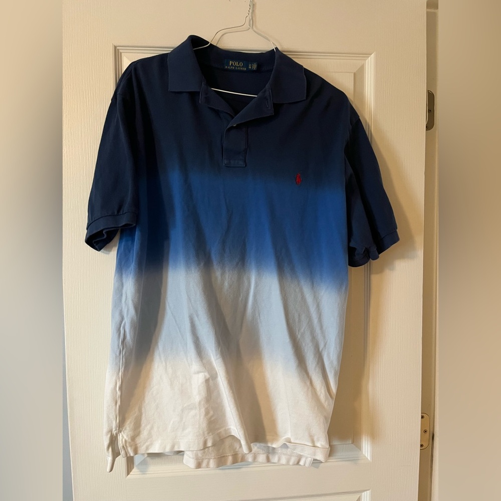 Ralph Lauren Men's Blue and White Ombre Polo Shirt